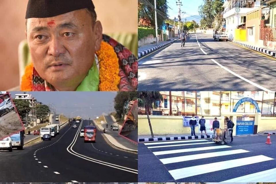 लकडाउनमा धमाधम काठमाडौंका सडक चम्काउँदै सरकार