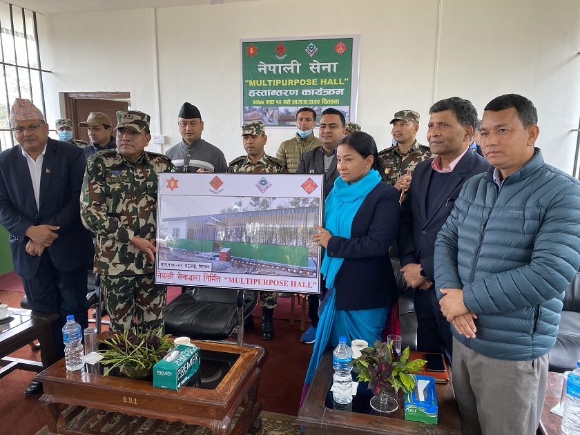 भरतपुरको पटिहानीमा नेपाली सेनाद्वारा बहुउद्देश्यीय भवन हस्तान्तरण