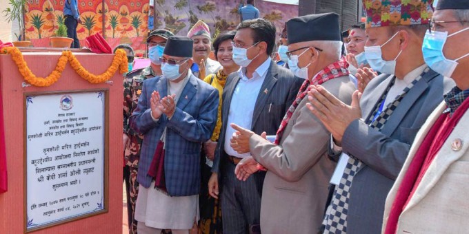 सुनकोसी-मरिन डाइभर्सन आयोजनाको शिलान्यासः अब मुलुक पछाडि फर्कदैन-प्रधानमन्त्री ओली