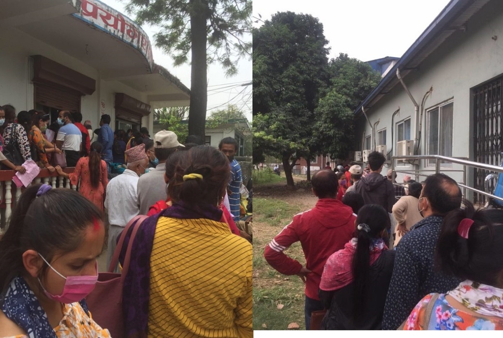 भरतपुर अस्पताल अस्तव्यस्त, अशक्त बिरामी उपचारका लागि १२ ठाउँमा लाइन बस्नुपर्ने बाध्यता