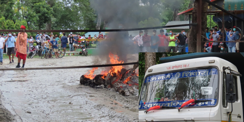 महामारीमा भरतपुर महानगरद्वारा नारायणी नदी दोहन, स्थानीयद्वारा १५ टिप्परमाथि तोडफोड (भिडियोसहित)