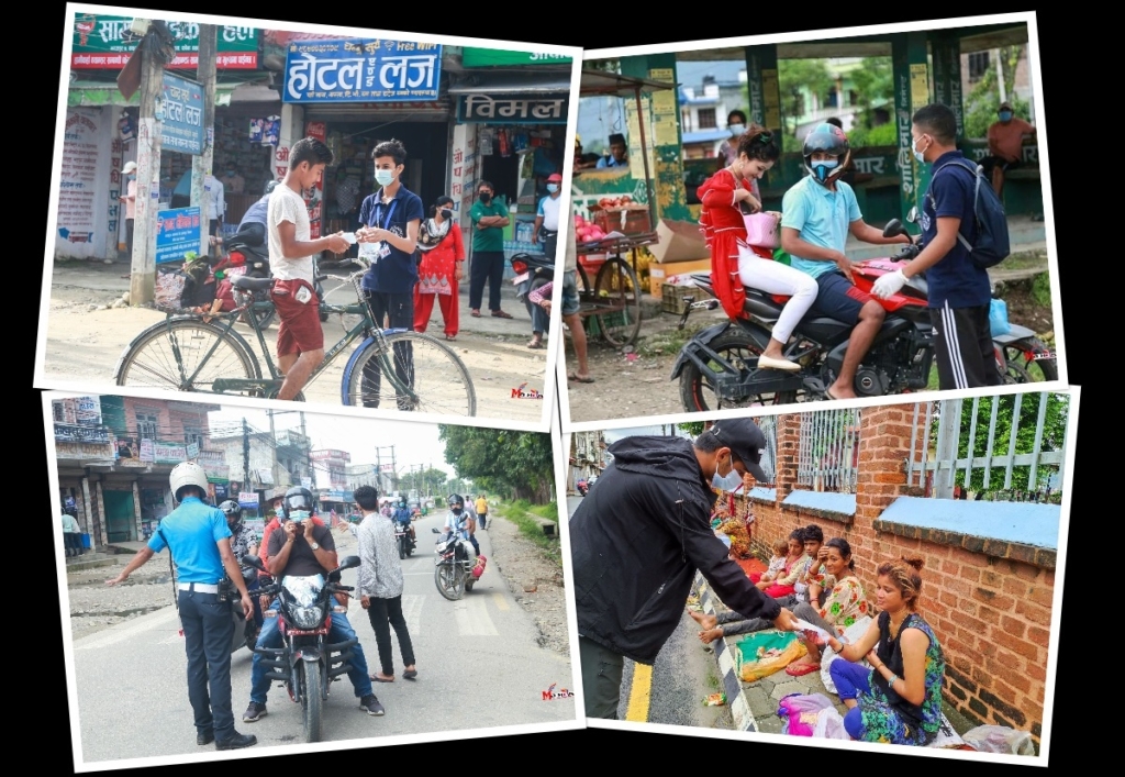 भरतपुरमा एक महिने मास्क वितरण तथा सचेतना अभियान सम्पन्न, कारोना हरायो भन्दै मास्क नलगाउनेहरु भेटिए (फोटोफिचर)